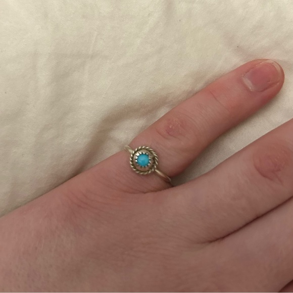 Tiny Turquoise Sterling Silver Ring - Picture 1 of 3